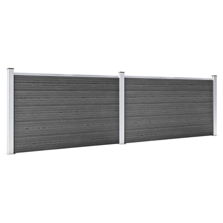 Set Pannelli di Recinzione in WPC 353x105 cm Nero