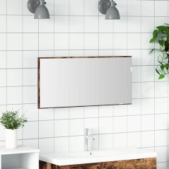 Armadio Specchio da Bagno vidaXL con Luce LED Rovere Affumicato 80x37 cm