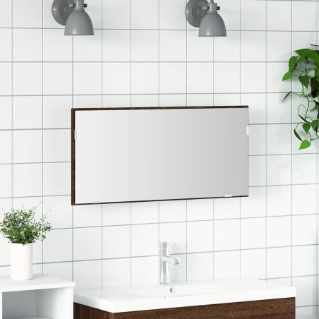 Cabinet del Bagno vidaXL con Specchio e Luce LED Rovere Marrone 80x37 cm