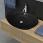 Lavello Ovale in Ceramica di Lusso Nero Troppopieno 59x38,5 cm Lavello Ovale in Ceramica di Lusso Nero Troppopieno 59x38,5 cm