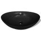 Lavello Ovale in Ceramica di Lusso Nero Troppopieno 59x38,5 cm Lavello Ovale in Ceramica di Lusso Nero Troppopieno 59x38,5 cm
