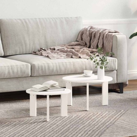 vidaXL Tavolino da salotto 2 pcs Bianco 47.5 x 47.5 x 27 cm