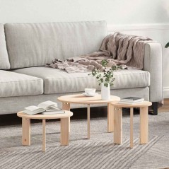 vidaXL Tavolino da salotto 3 pcs Naturale 47.5 x 47.5 x 27 cm