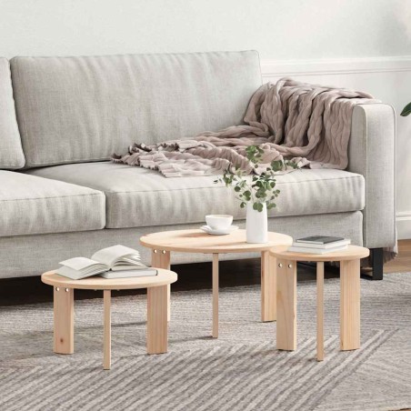 vidaXL Tavolino da salotto 3 pcs Naturale 47.5 x 47.5 x 27 cm