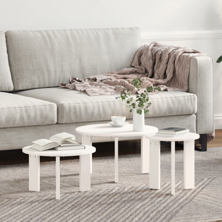 vidaXL Tavolino da salotto 3 pcs Bianco 47.5 x 47.5 x 27 cm