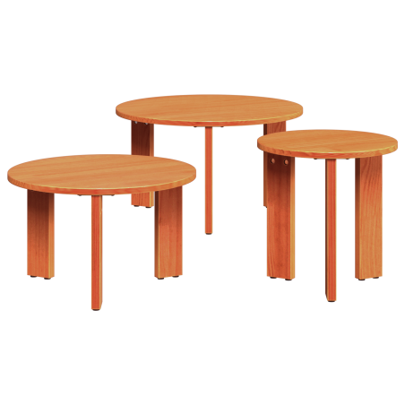 vidaXL Tavolino da salotto 3 pcs Cera marrone 47.5 x 47.5 x 27 cm