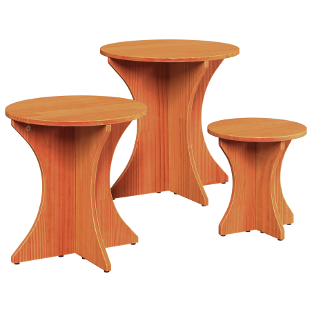 vidaXL Tavolino da salotto 3 pcs Cera marrone 46 x 46 x 47 cm