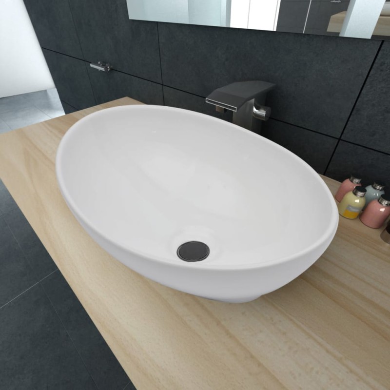 Lavello in Ceramica di Lusso Bianco Ovale 40 x 33 cm Lavello in Ceramica di Lusso Bianco Ovale 40 x 33 cm