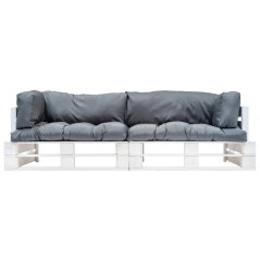 vidaXL Set Divani da Giardino Pallet 2pz con Cuscini Grigi Legno Pino