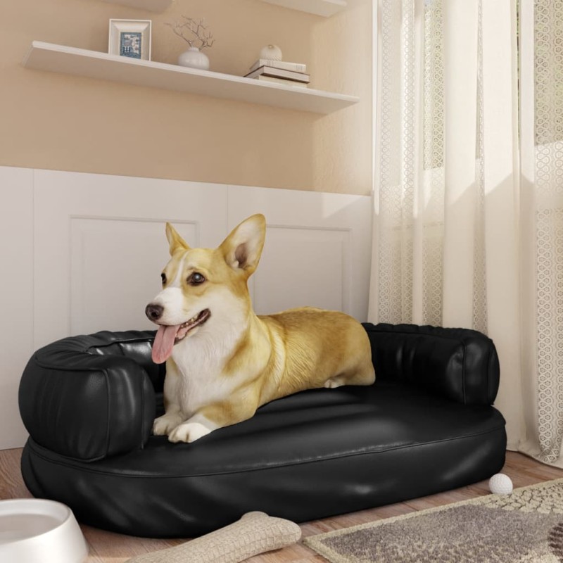 Letto per Cani Ergonomico Gommapiuma Nero 88x65cm Similpelle Letto per Cani Ergonomico Gommapiuma Nero 88x65cm Similpelle