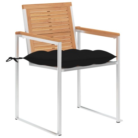 vidaXL Sedie da Giardino 2 pz con Cuscini in Legno di Teak e Acciaio