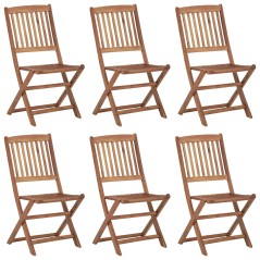 vidaXL Sedie da Giardino Pieghevoli 6 pz con Cuscini Massello Acacia