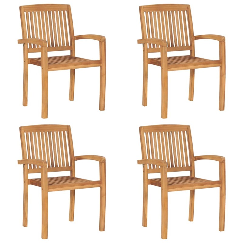 vidaXL Sedie da Giardino Impilabili 4 pz con Cuscini Massello di Teak vidaXL Sedie da Giardino Impilabili 4 pz con Cuscini Massello di Teak