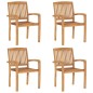 vidaXL Sedie da Giardino Impilabili 4 pz con Cuscini Massello di Teak vidaXL Sedie da Giardino Impilabili 4 pz con Cuscini Massello di Teak