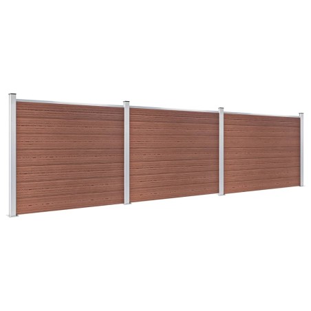 vidaXL Set Pannello di Recinzione in WPC 526x146 cm Marrone  