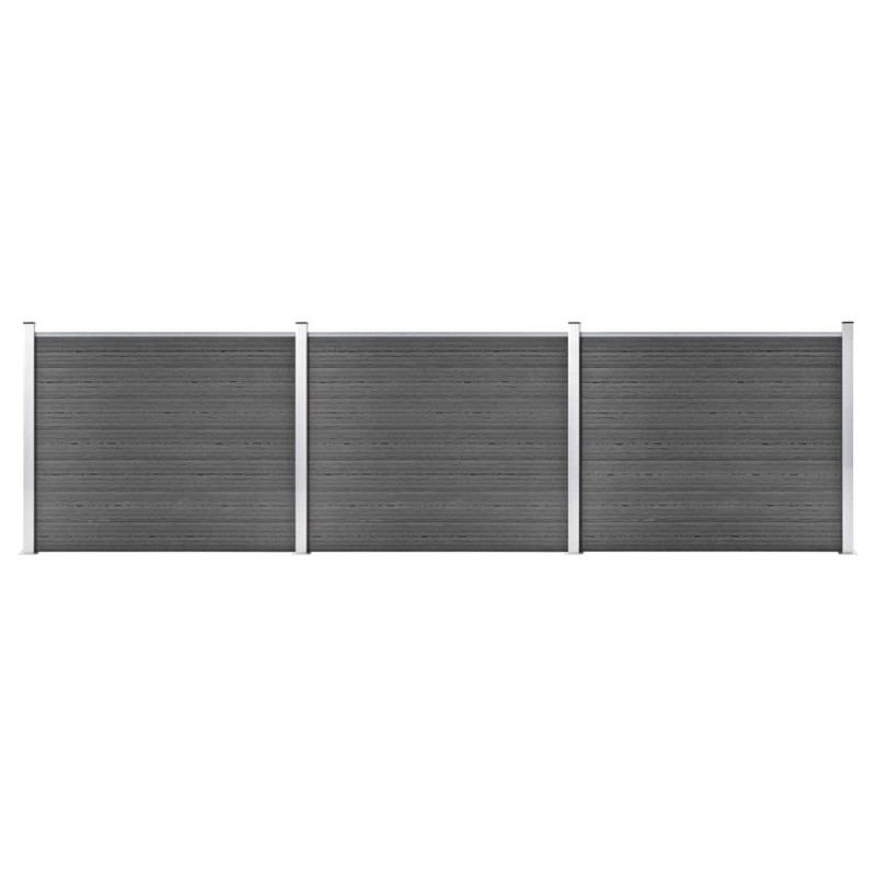 Set Pannelli di Recinzione in WPC 526x146 cm Nero Set Pannelli di Recinzione in WPC 526x146 cm Nero