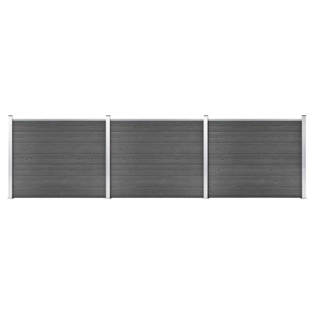 Set Pannelli di Recinzione in WPC 526x146 cm Nero
