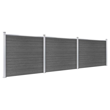 Set Pannelli di Recinzione in WPC 526x146 cm Nero