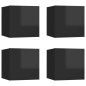 Armadietti a Parete per TV 4 pz Nero Lucido 30,5x30x30 cm Armadietti a Parete per TV 4 pz Nero Lucido 30,5x30x30 cm
