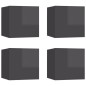 Armadietti a Parete per TV 4 pz Grigio Lucido 30,5x30x30 cm Armadietti a Parete per TV 4 pz Grigio Lucido 30,5x30x30 cm