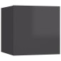 vidaXL Mobili Porta TV a Parete 2pz Grigio Lucido 30,5x30x30 cm vidaXL Mobili Porta TV a Parete 2pz Grigio Lucido 30,5x30x30 cm