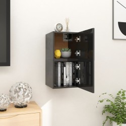 Armadietti a Parete per TV 2 pz Nero Lucido 30,5x30x30 cm