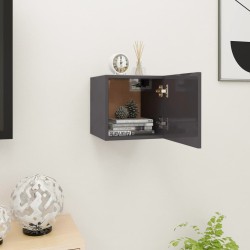 Armadietti a Parete per TV 2 pz Grigio Lucido 30,5x30x30 cm