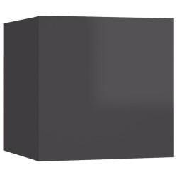 Armadietti a Parete per TV 2 pz Grigio Lucido 30,5x30x30 cm