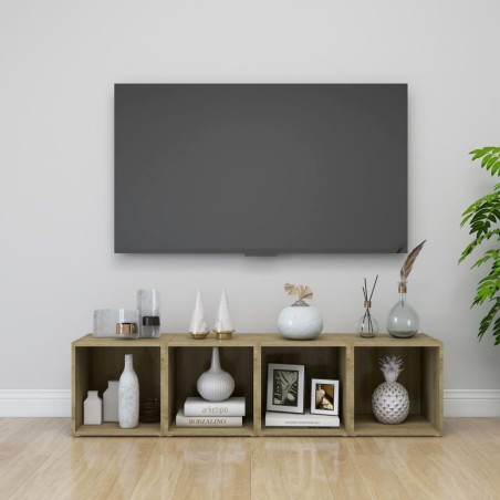Mobile Porta TV 4 pz Rovere Sonoma 37x35x37 cm in Truciolato
