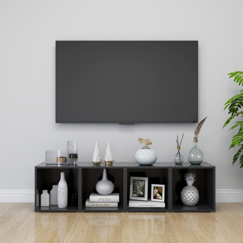 Mobile Porta TV 4 pz Grigio 37x35x37 cm in Truciolato Mobile Porta TV 4 pz Grigio 37x35x37 cm in Truciolato