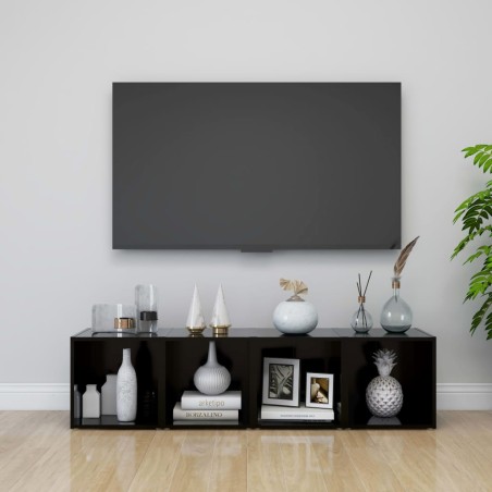 Mobile Porta TV 4 pz Nero 37x35x37 cm in Truciolato