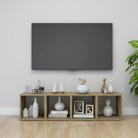 Mobile Porta TV 4pz Bianco Rovere Sonoma 37x35x37 cm Truciolato