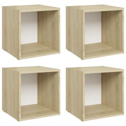 Mobile Porta TV 4pz Bianco Rovere Sonoma 37x35x37 cm Truciolato