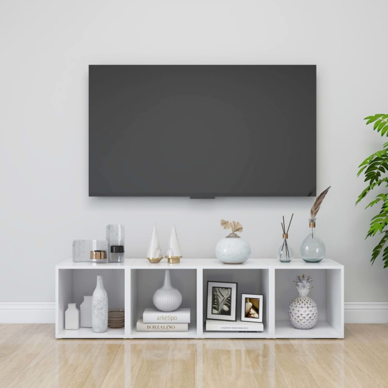 Mobili Porta TV 4 pz Bianco 37x35x37 cm in Legno Multistrato Mobili Porta TV 4 pz Bianco 37x35x37 cm in Legno Multistrato