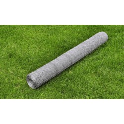 Recinzione in Rete per Pollaio Acciaio Zincato 25x0,5 m Argento