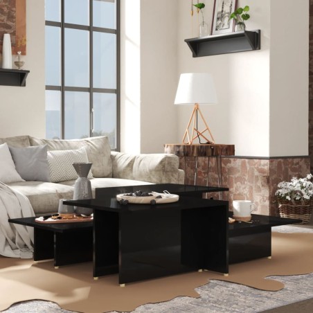 Tavolini da Salotto 2 pz Neri 111,5x50x33 cm Legno Multistrato
