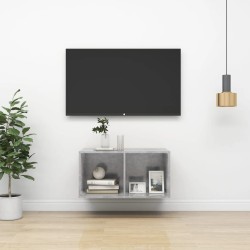 Armadietto a Parete per TV Grigio Cemento 37x37x72cm Truciolato
