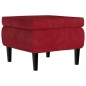 Poggiapiedi con Gambe in Legno Rosso Vino in Velluto Poggiapiedi con Gambe in Legno Rosso Vino in Velluto