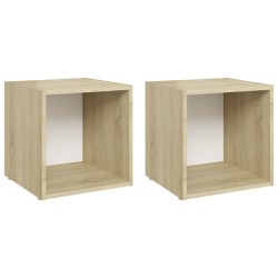 Mobile Porta TV 2pz Bianco Rovere Sonoma 37x35x37 cm Truciolato