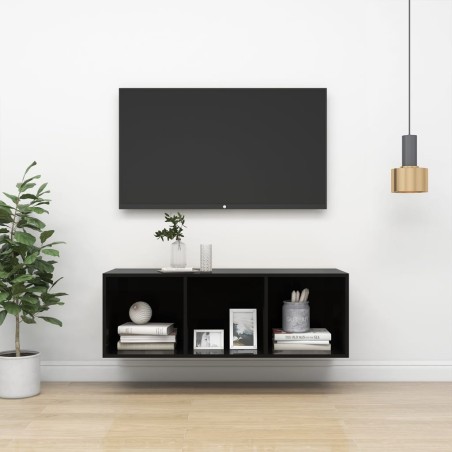 Armadietto da Parete per TV Nero Lucido 37x37x107 cm Truciolato