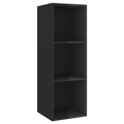Armadietto da Parete per TV Nero Lucido 37x37x107 cm Truciolato