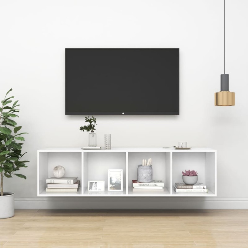 Armadietto da Parete per TV Bianco 37x37x142,5 cm in Truciolato Armadietto da Parete per TV Bianco 37x37x142,5 cm in Truciolato
