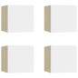 Armadietti a Parete per TV 4 pz Bianco e Rovere 30,5x30x30 cm Armadietti a Parete per TV 4 pz Bianco e Rovere 30,5x30x30 cm