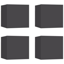 Armadietti a Parete per TV 4 pz Grigi 30,5x30x30 cm