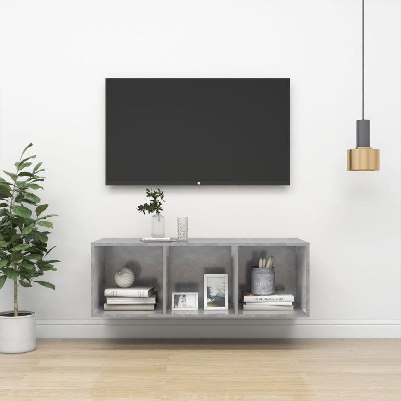 Armadietto a Parete TV Grigio Cemento 37x37x107 cm Truciolato Armadietto a Parete TV Grigio Cemento 37x37x107 cm Truciolato