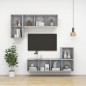 Armadietto a Parete TV Grigio Cemento 37x37x107 cm Truciolato Armadietto a Parete TV Grigio Cemento 37x37x107 cm Truciolato