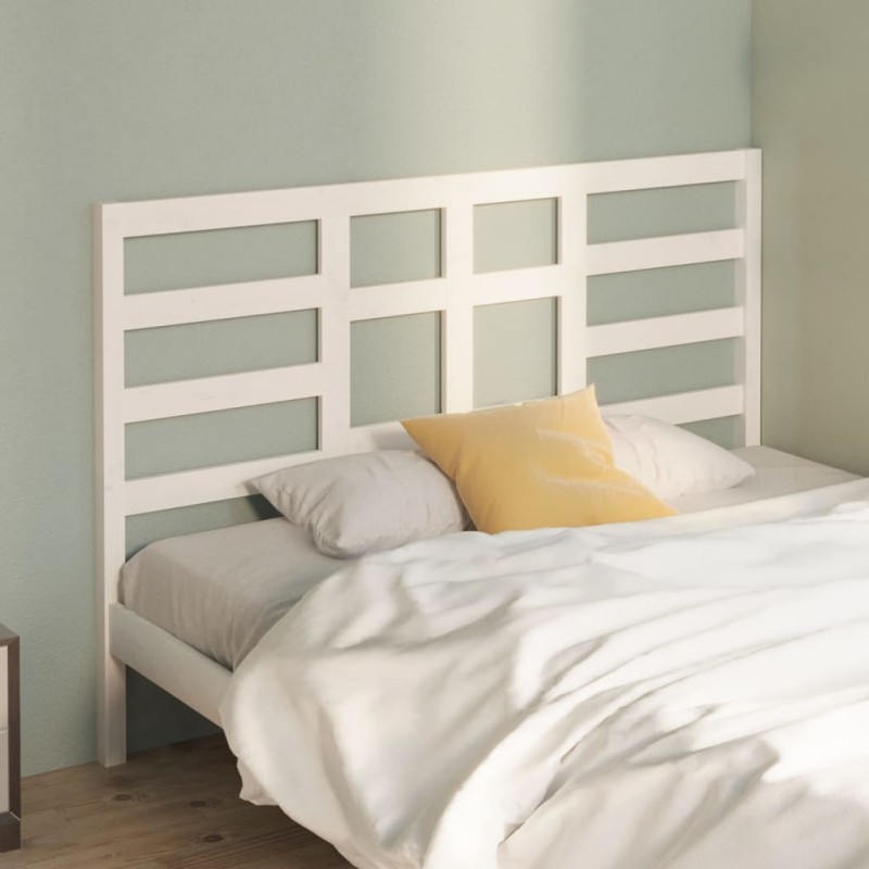 Testiera per Letto Bianca 141x4x104cm in Legno Massello di Pino Testiera per Letto Bianca 141x4x104cm in Legno Massello di Pino