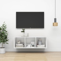 Armadietto a Parete per TV Bianco Lucido 37x37x107cm Truciolato