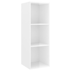 Armadietto a Parete per TV Bianco Lucido 37x37x107cm Truciolato