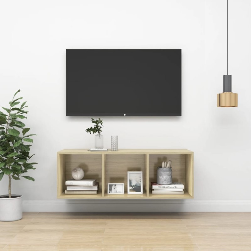 Armadietto a Parete per TV Rovere Sonoma 37x37x107cm Truciolato Armadietto a Parete per TV Rovere Sonoma 37x37x107cm Truciolato